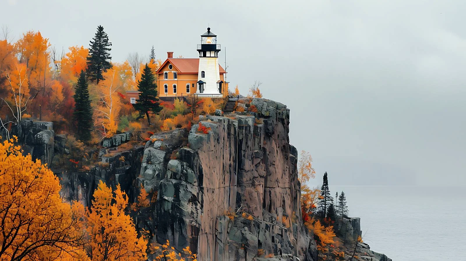 Majestic Split Rock Lighthouse Overlooking Lake Superior — free download from Dotvec