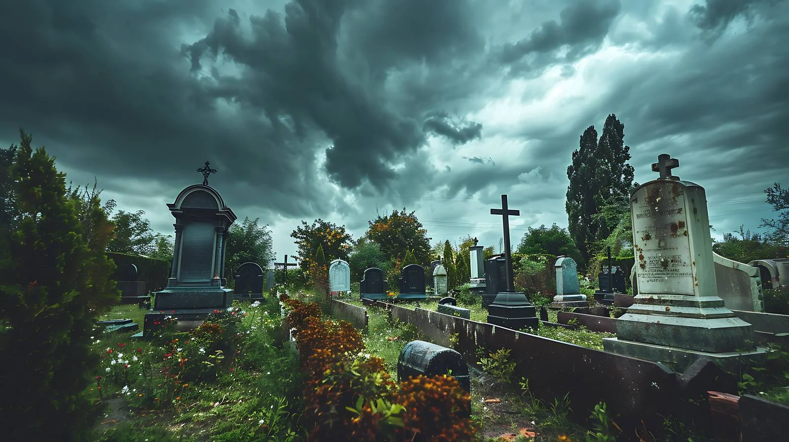 Eerie Halloween Cemetery under Stormy Skies — free download from Dotvec