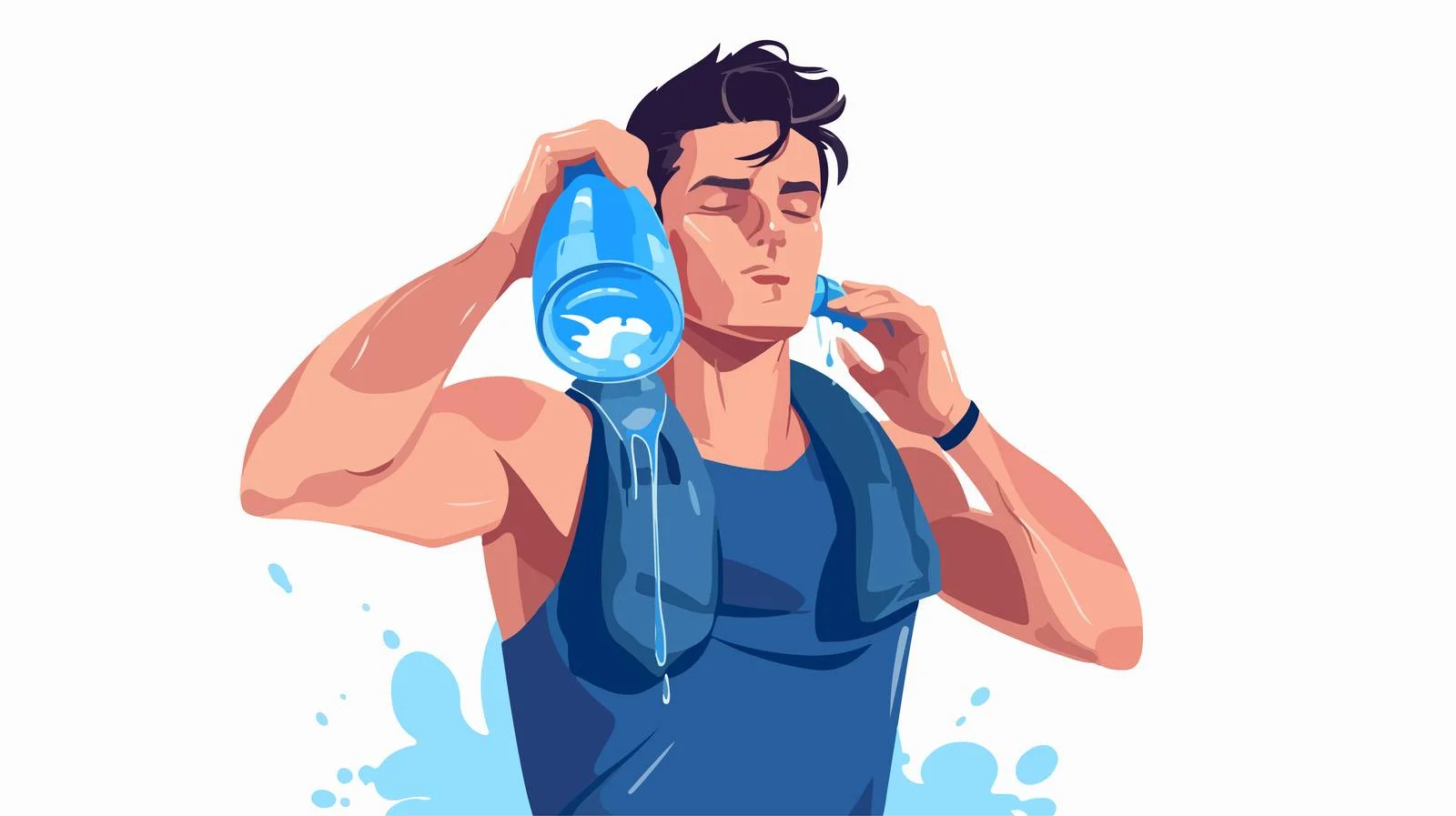 Hydrated Athlete Quenching Thirst In Action — free download from Dotvec