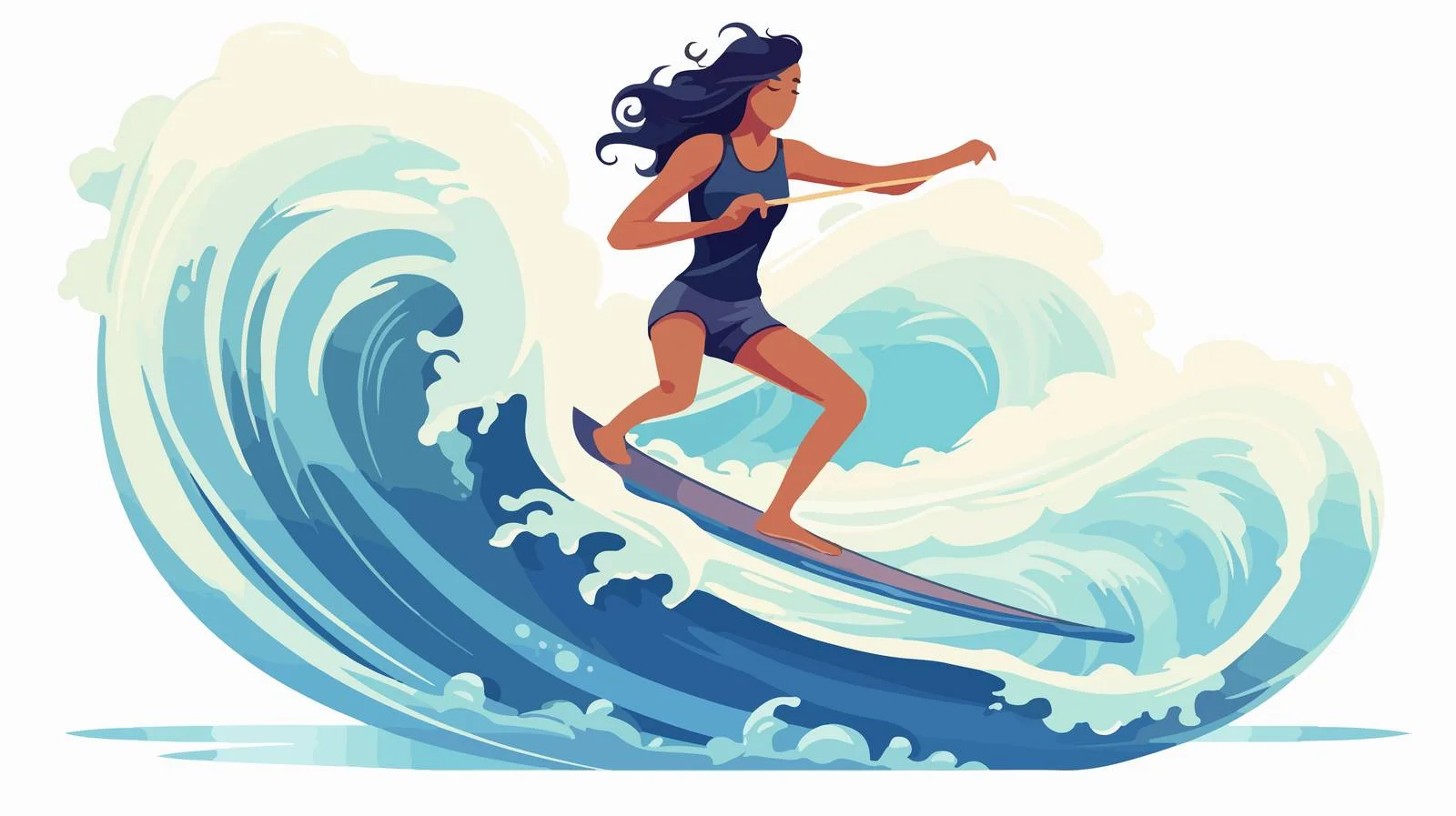 Athletic Woman Posing on Surfboard Edge — free download from Dotvec