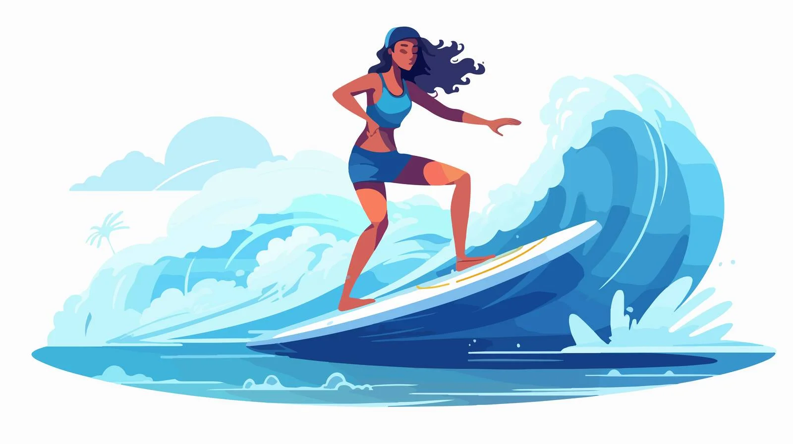 Athletic Female Balancing on Surfboard's Edge — free download from Dotvec