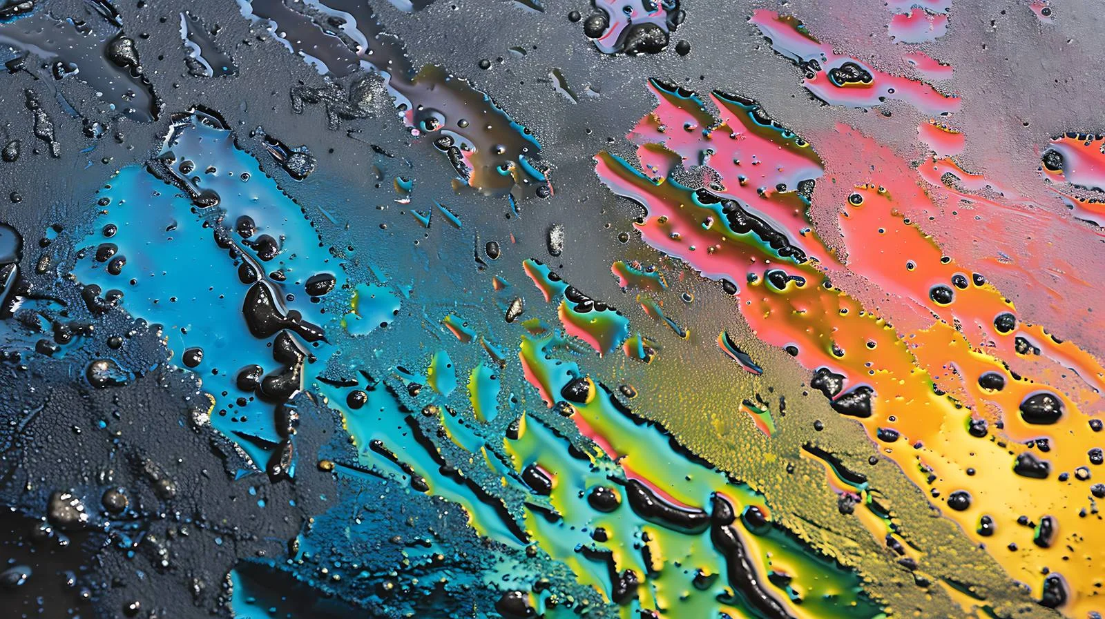 Rainy Asphalt Road Spotted with Gasoline — free download from Dotvec