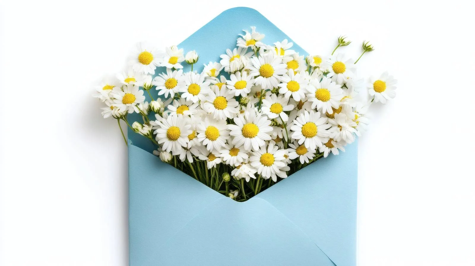 Elegant Chamomile Flowers Blue Envelope Isolated — free download from Dotvec