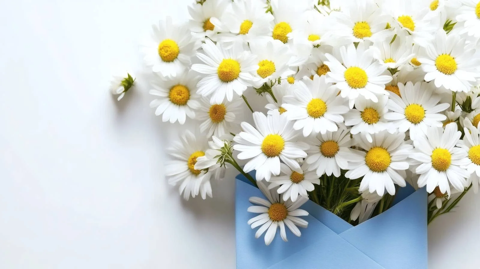 Chamomile flowers in blue envelope, isolated — free download from Dotvec