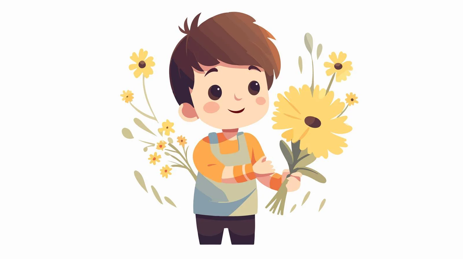Child Holding Spring Flower Greeting Card — free download from Dotvec