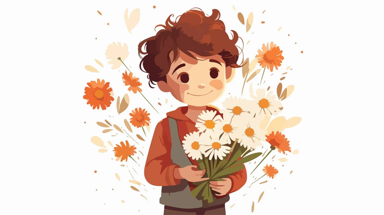 Child holding spring flower greeting card — free download from Dotvec