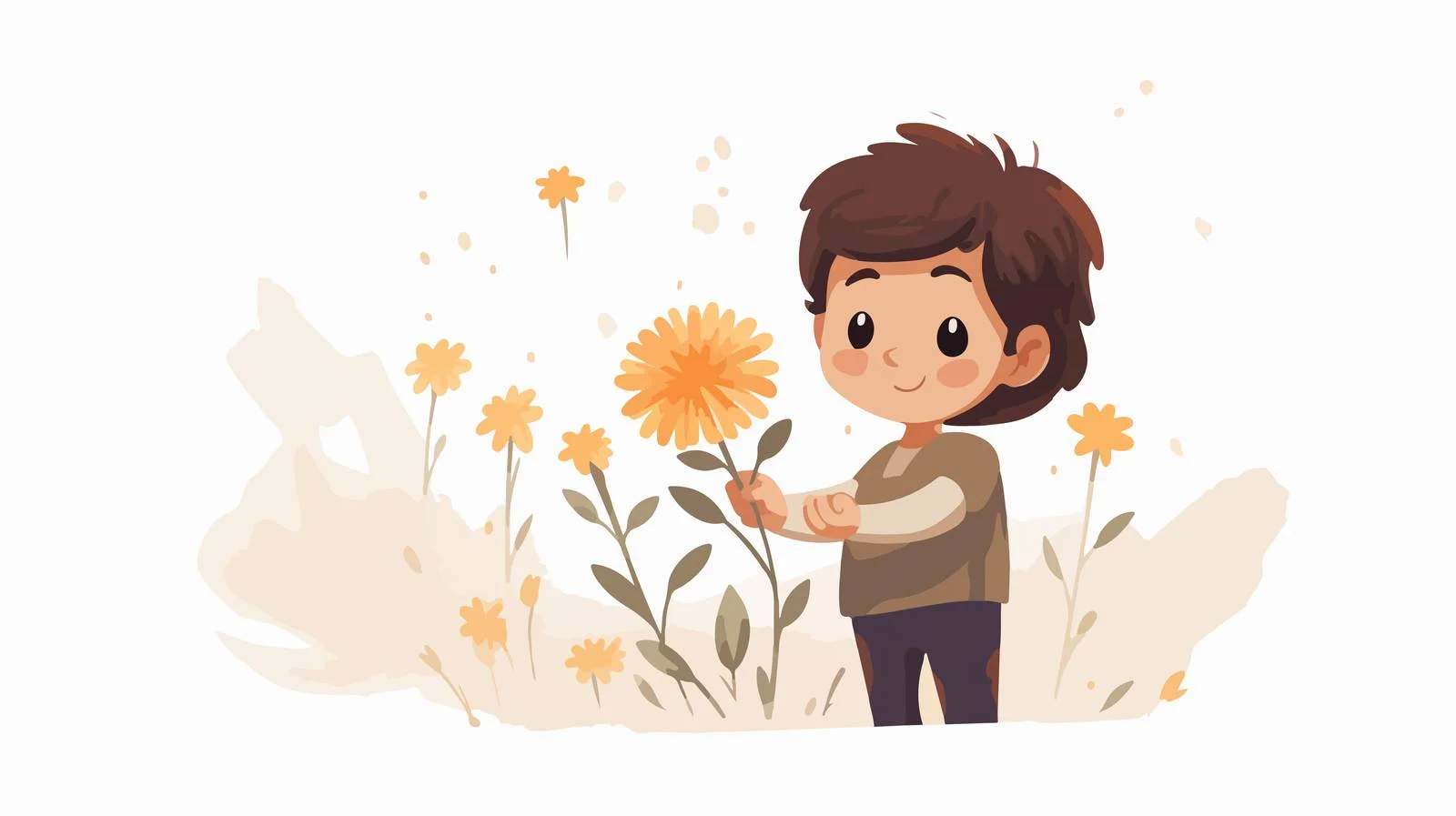 Child's Hand Holding Spring Flower Greeting Card — free download from Dotvec