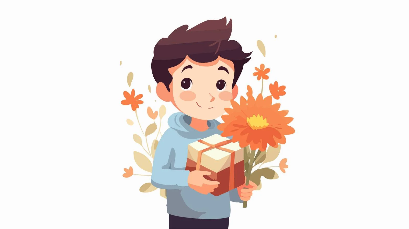 Child holding spring flower for card — free download from Dotvec
