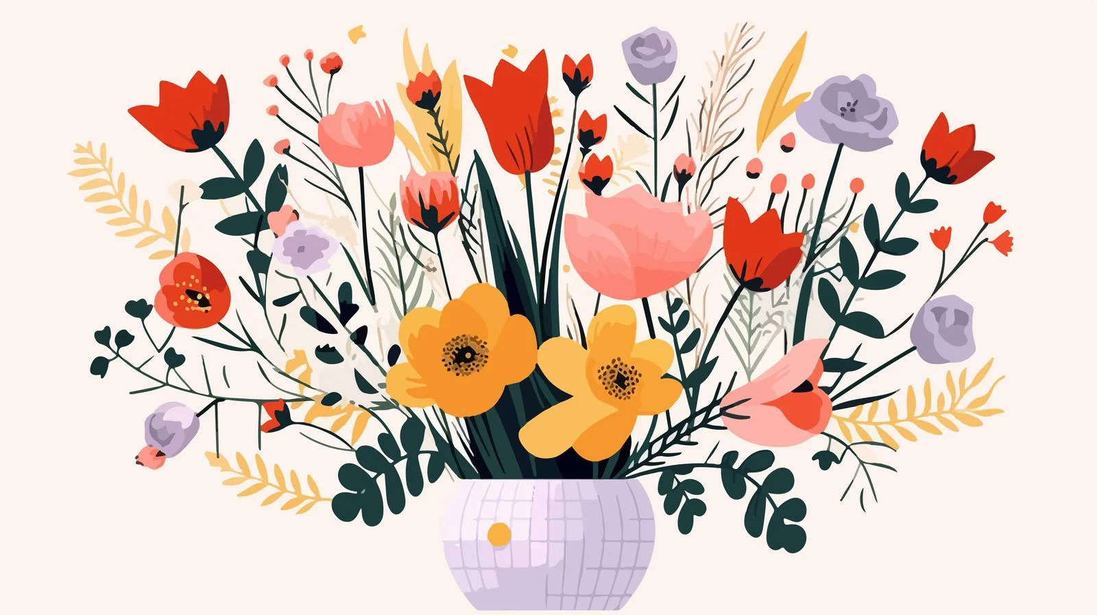 Contemporary vase with vibrant spring blooms — free download from Dotvec