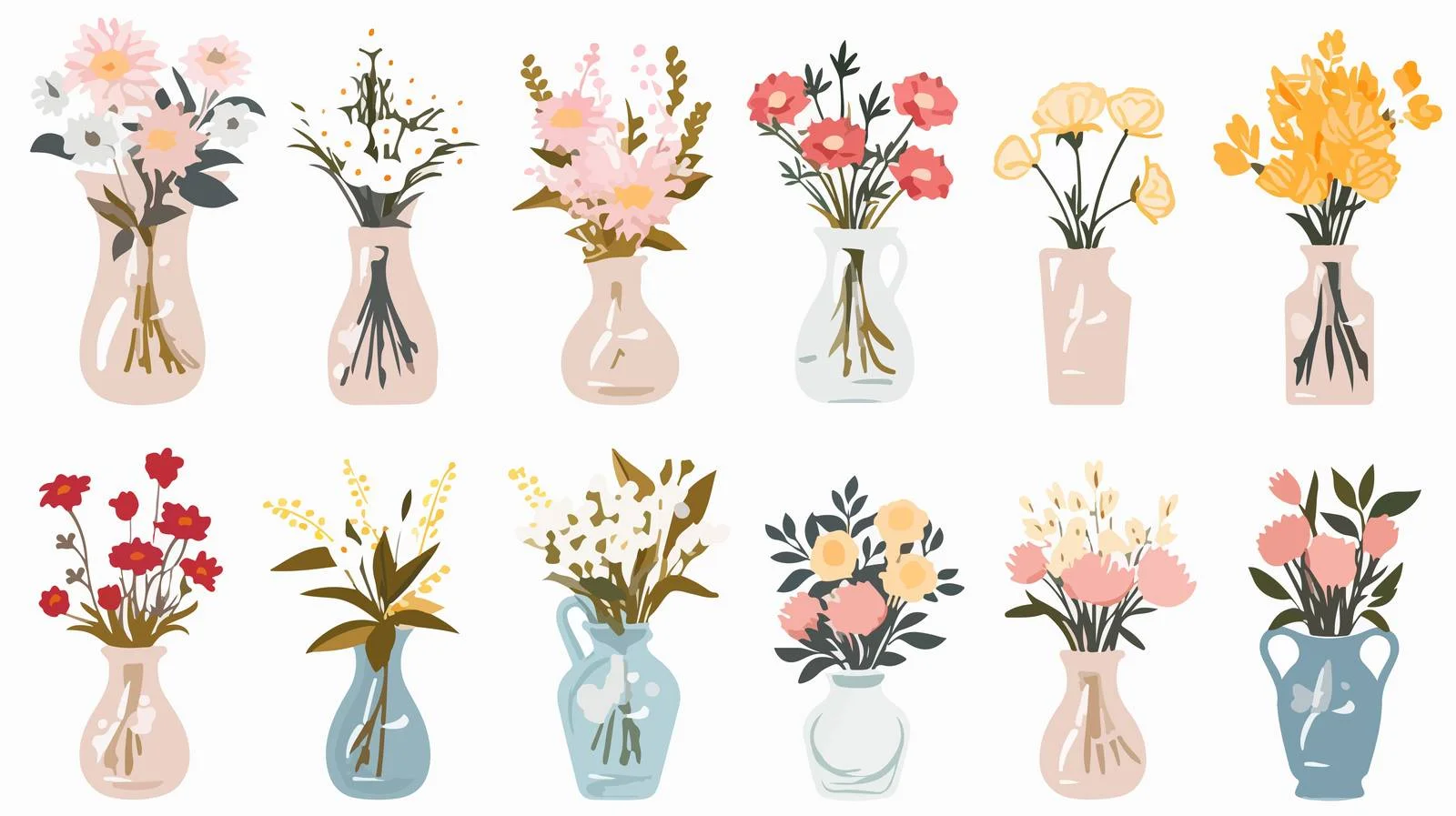 Elegant Spring Bouquets in Multiple Vases — free download from Dotvec