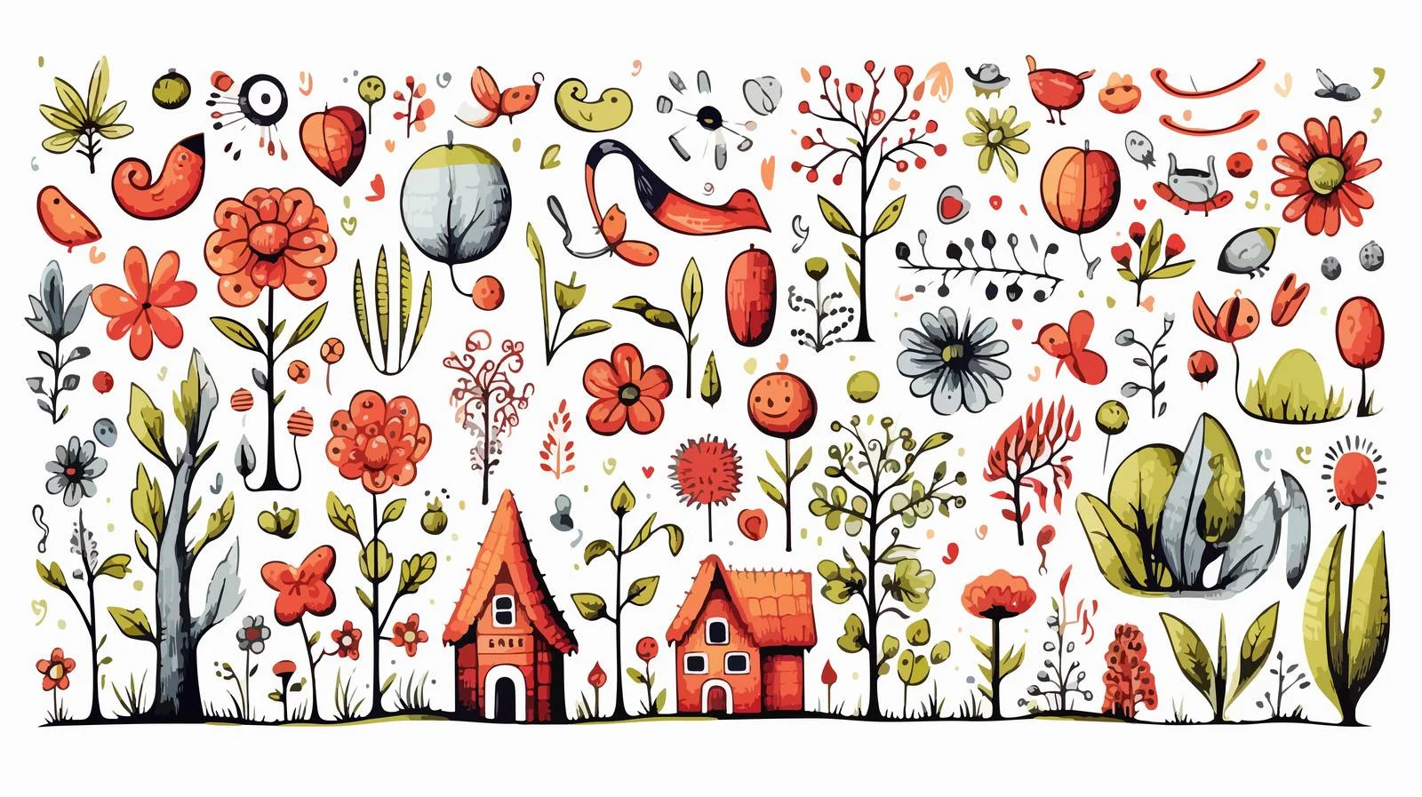 Spring Doodle Cartoon Vector Illustration — free download from Dotvec