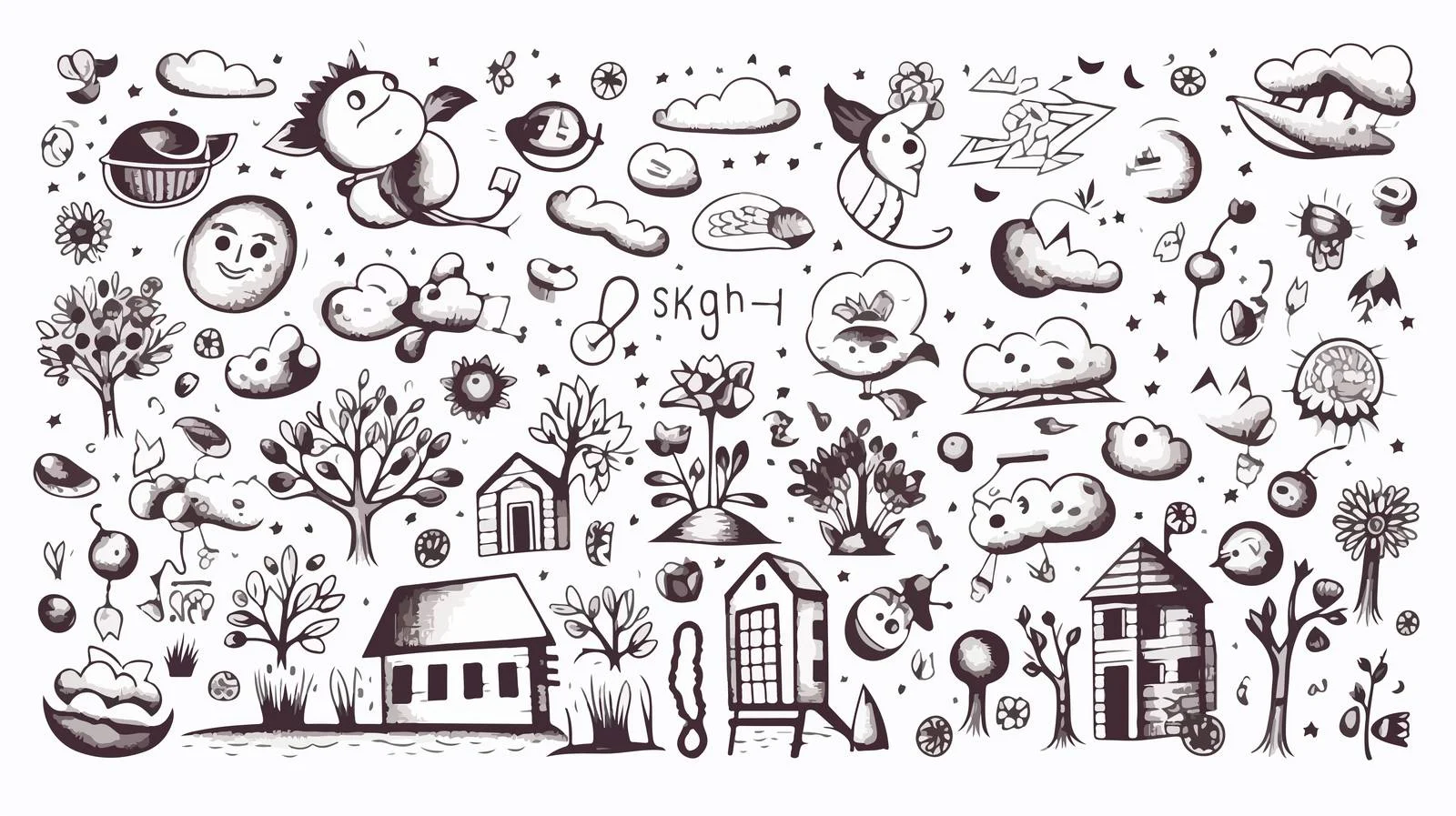 Spring Doodles Vector Cartoon Illustration — free download from Dotvec