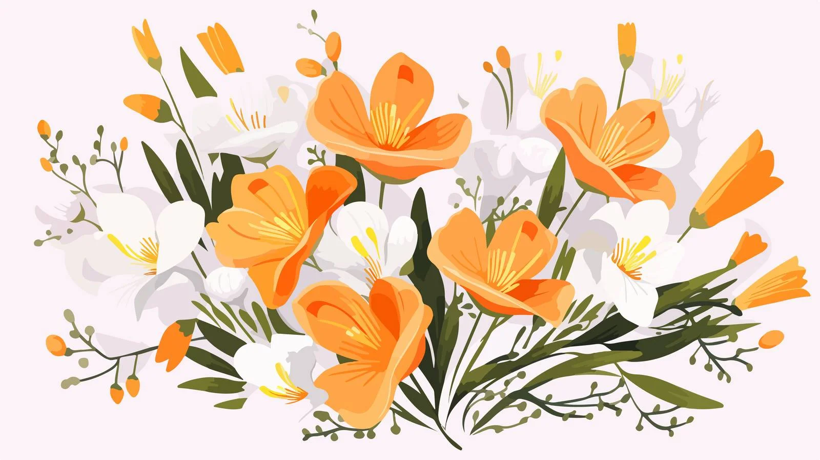 Delicate Freesia Flowers Spring Postcard Design — free download from Dotvec