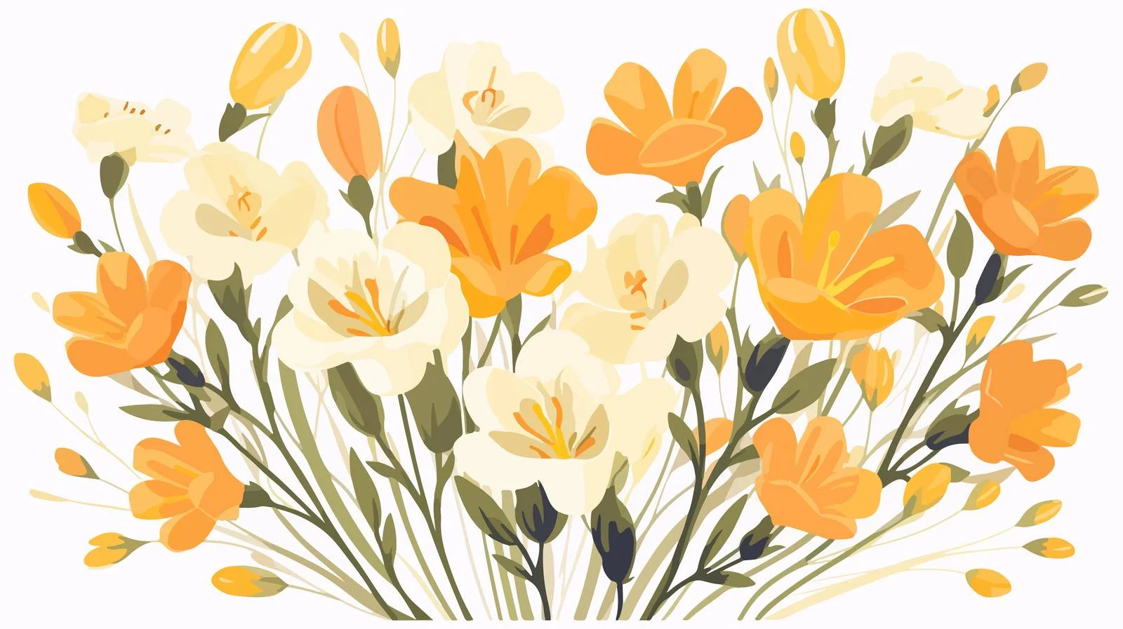 Elegant Freesia Flowers on Spring Postcard — free download from Dotvec