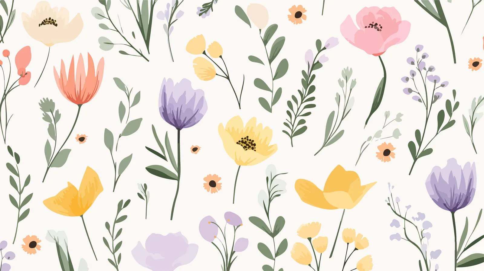 Elegant Garden Flowers Seamless Pattern Design — free download from Dotvec