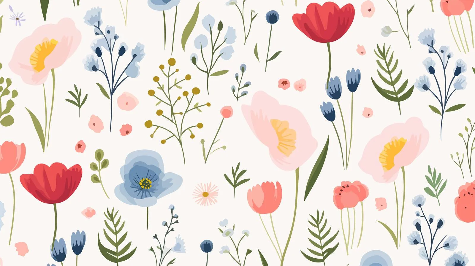 Elegant Garden Flowers Seamless Spring Pattern — free download from Dotvec