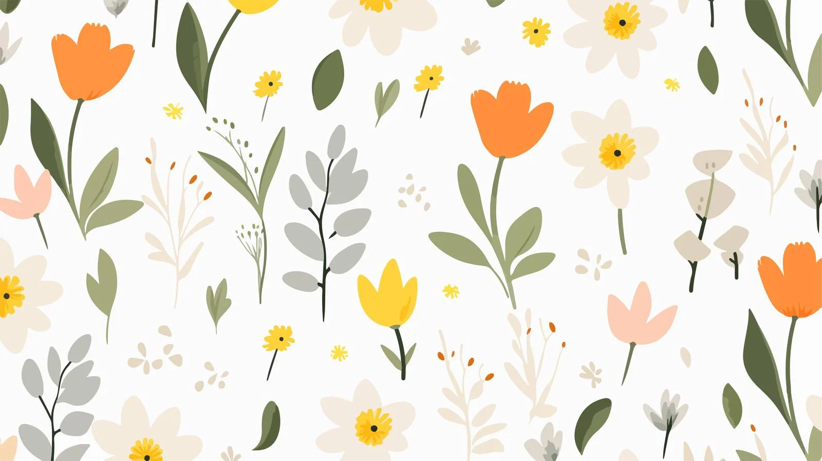 Elegant Spring Garden Flowers Seamless Pattern — free download from Dotvec