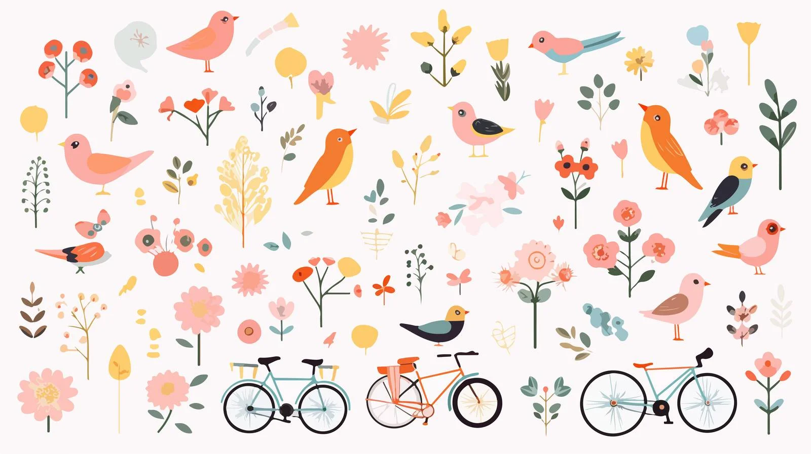 Charming Spring Animal Collection with Birds — free download from Dotvec