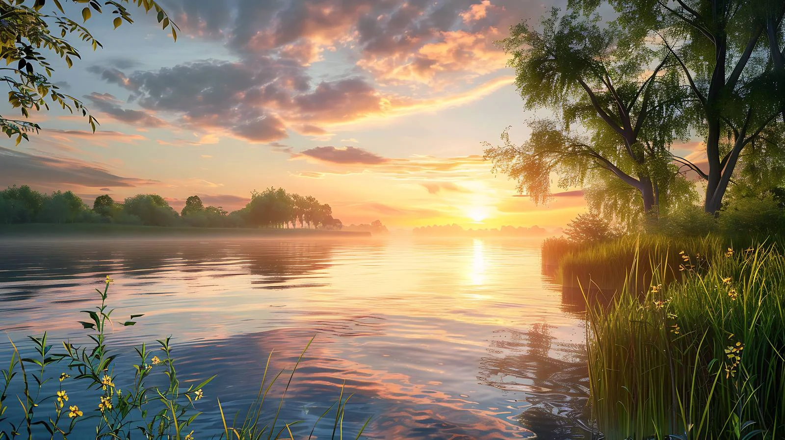 Tranquil Spring Sunset on Wild River — free download from Dotvec