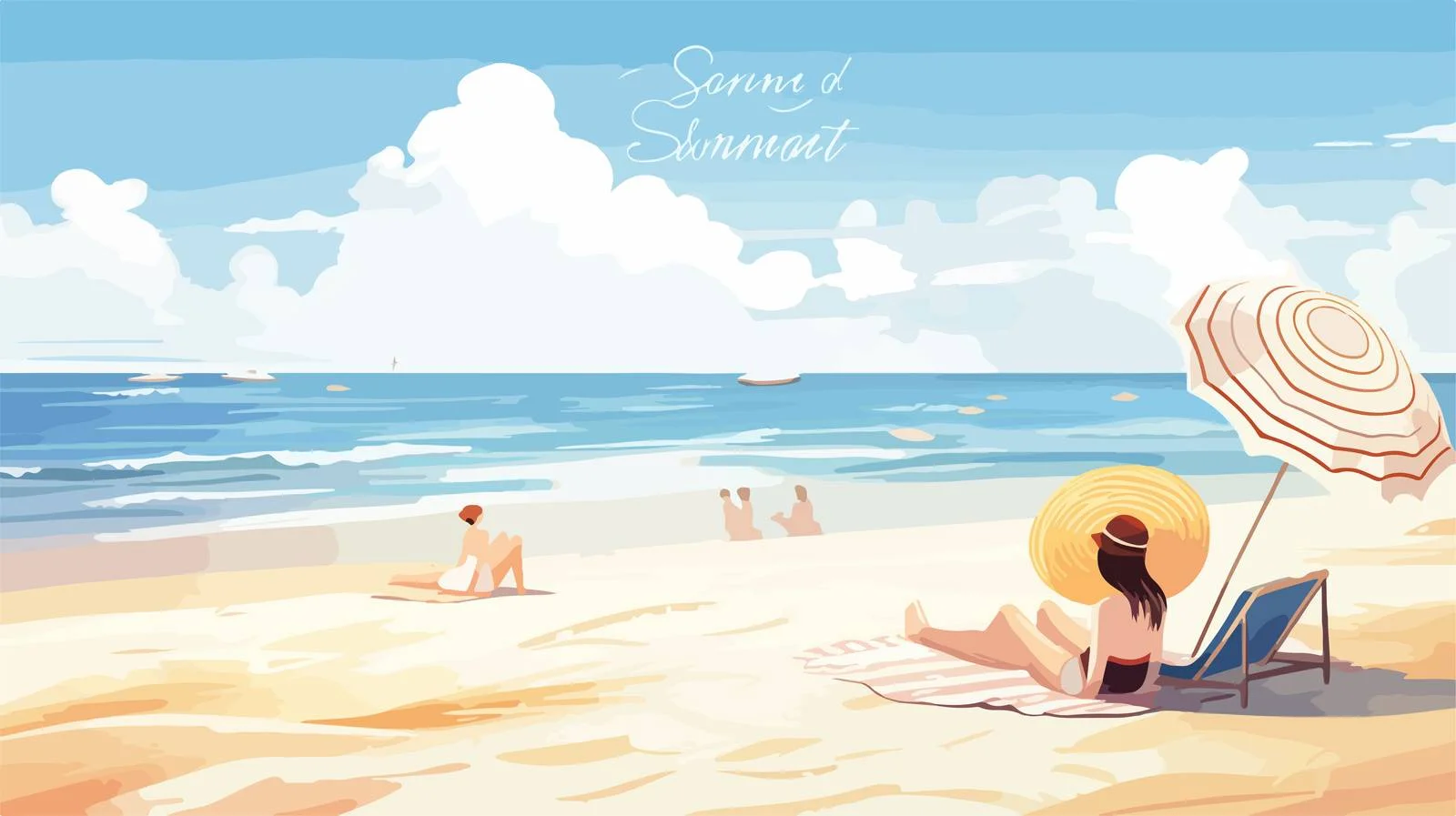 Relaxing Summer Beach Scene with People — free download from Dotvec