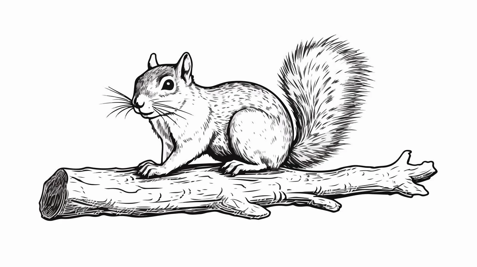 Sitting Squirrel Engraved Sketch — free download from Dotvec