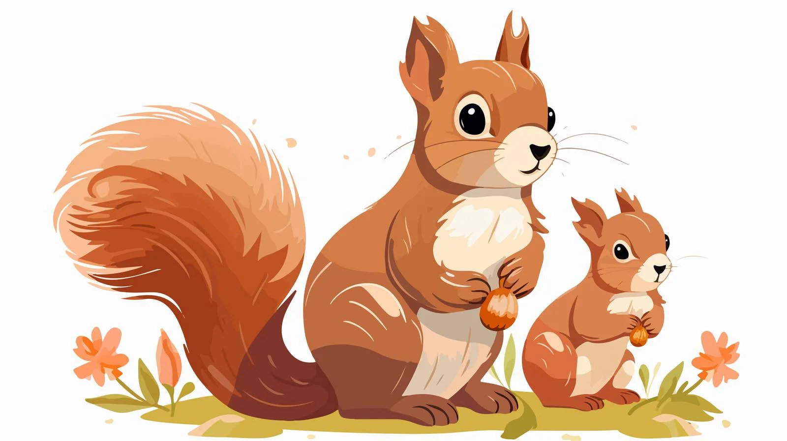 Mother and baby squirrel isolated on white — free download from Dotvec