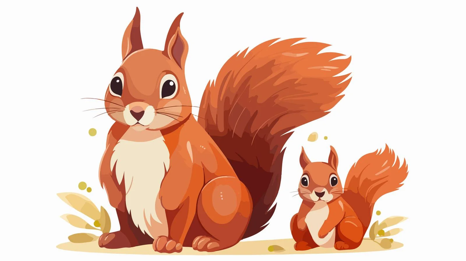 Mother Squirrel and Baby on White Background — free download from Dotvec
