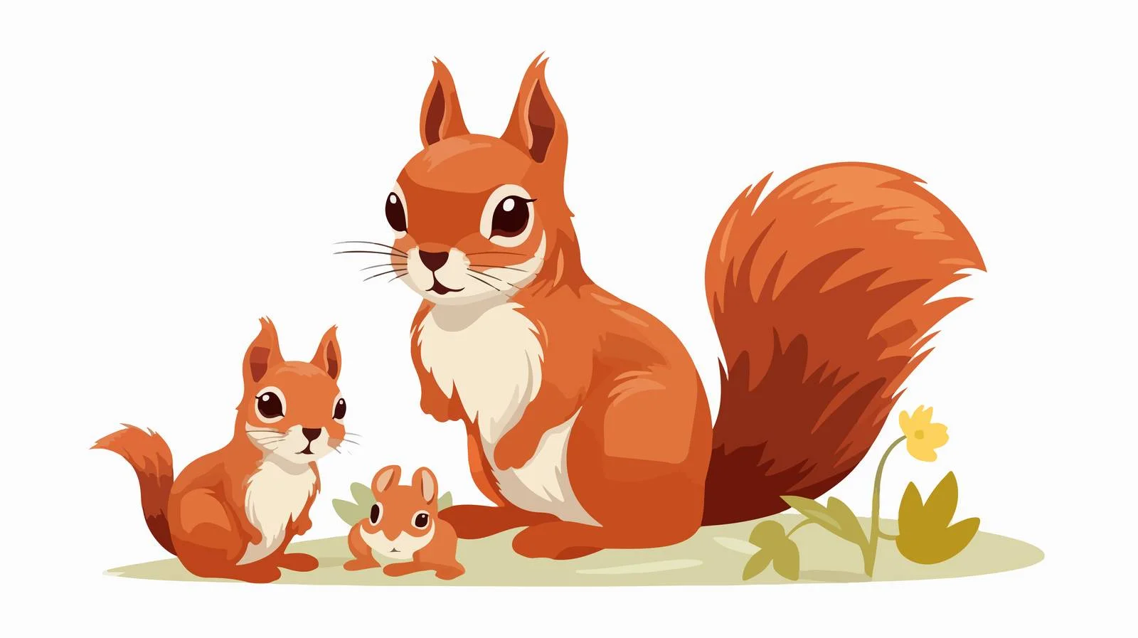 Adorable Squirrel and Baby on White Background — free download from Dotvec