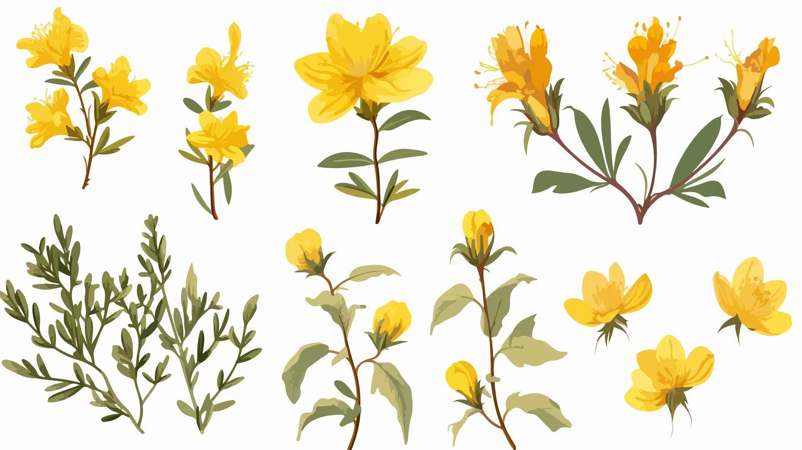 Isolated St. John's Wort Botanical Illustration — free download from Dotvec