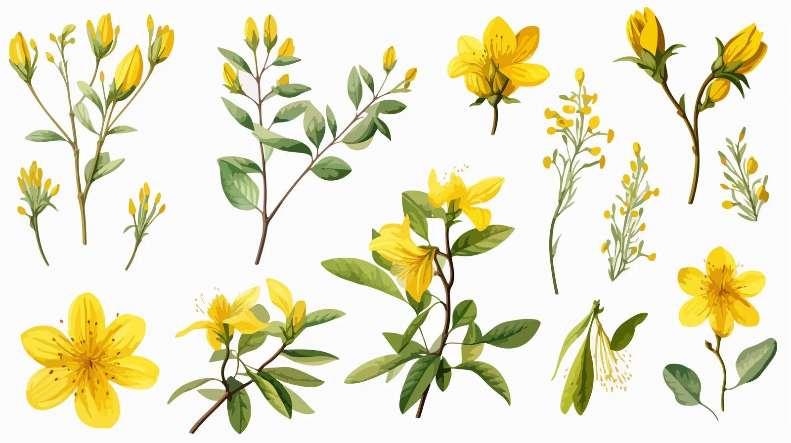 Isolated St. John's Wort Medical Illustration — free download from Dotvec