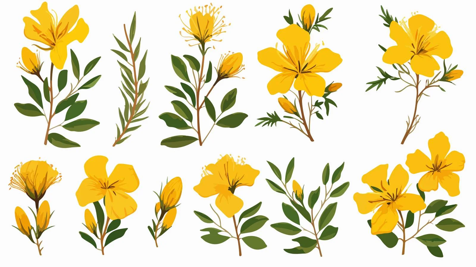 St. John's Wort Botanical Illustration Isolated — free download from Dotvec
