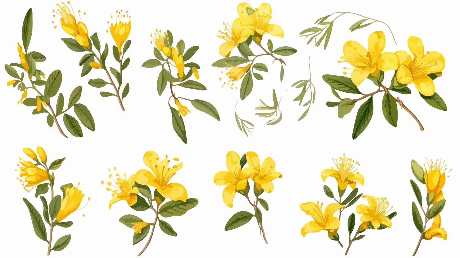 Isolated St. John's Wort Botanical Illustration — free download from Dotvec