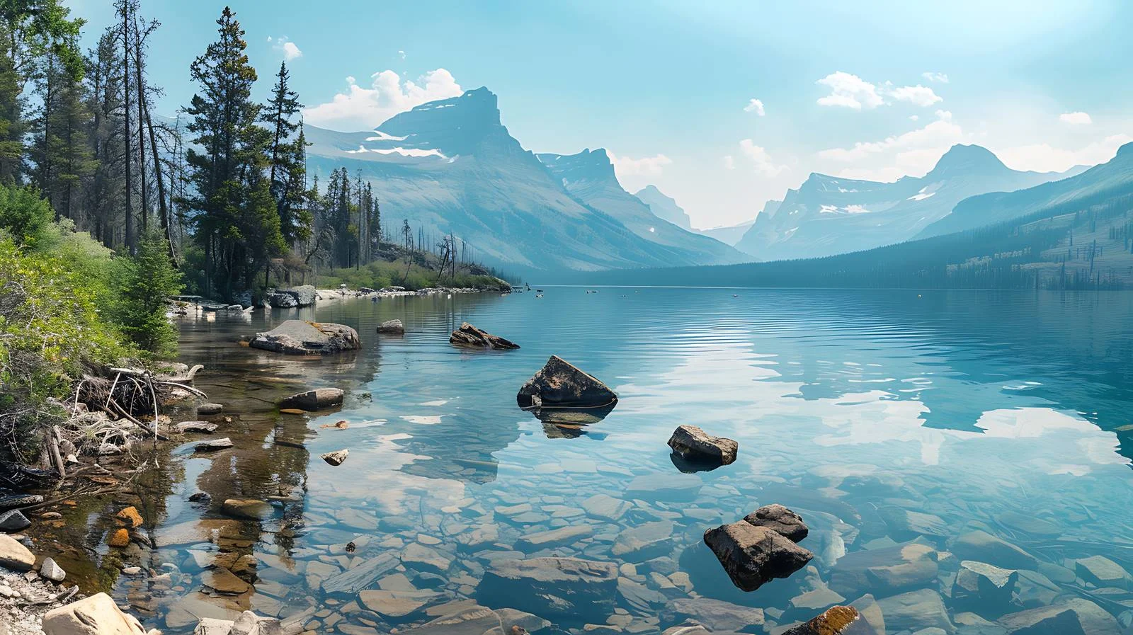 Tranquil St. Mary's Lake, Glacier Park — free download from Dotvec