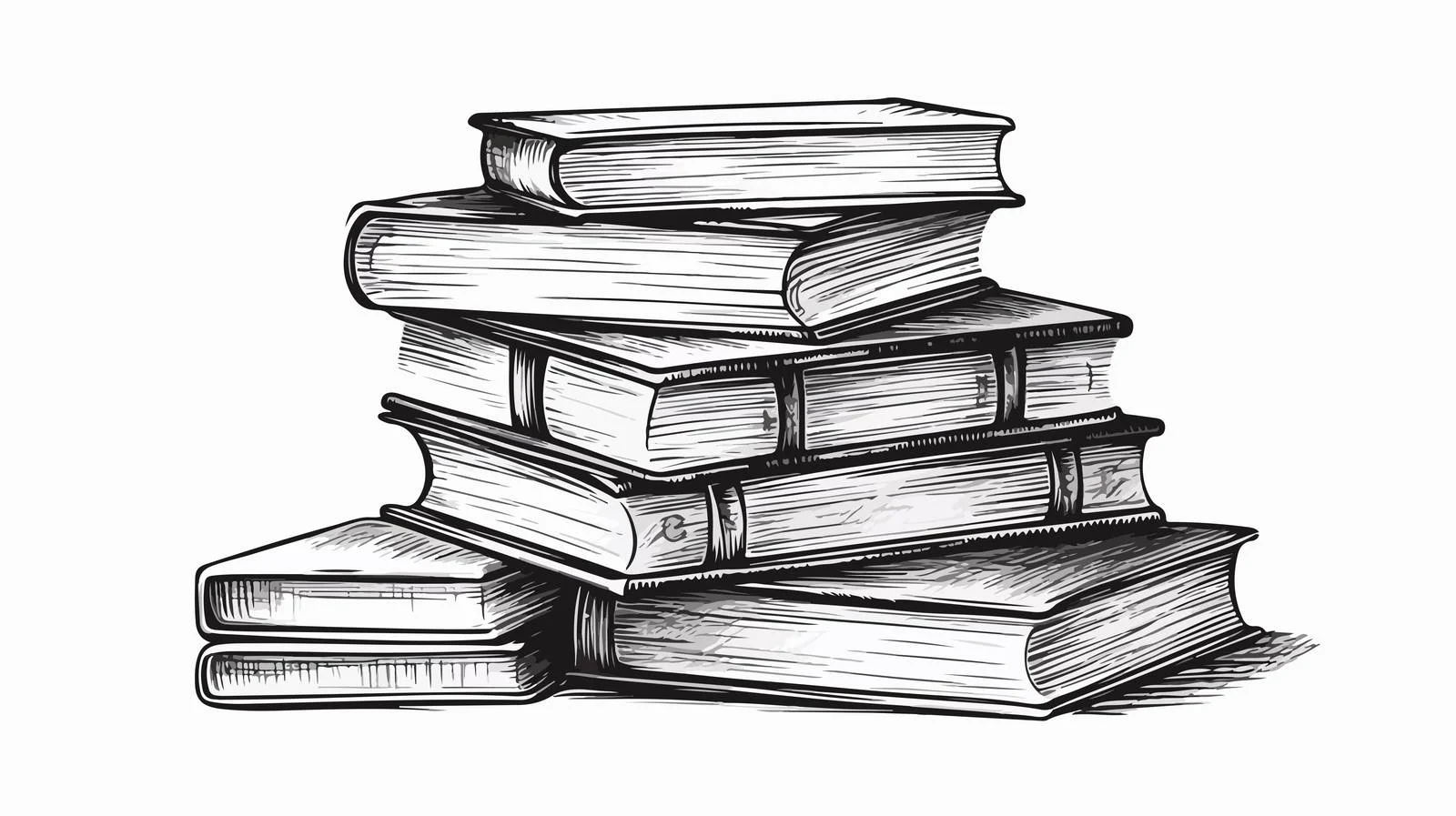 Books Stack Hand-Drawn Sketch Isolated White — free download from Dotvec