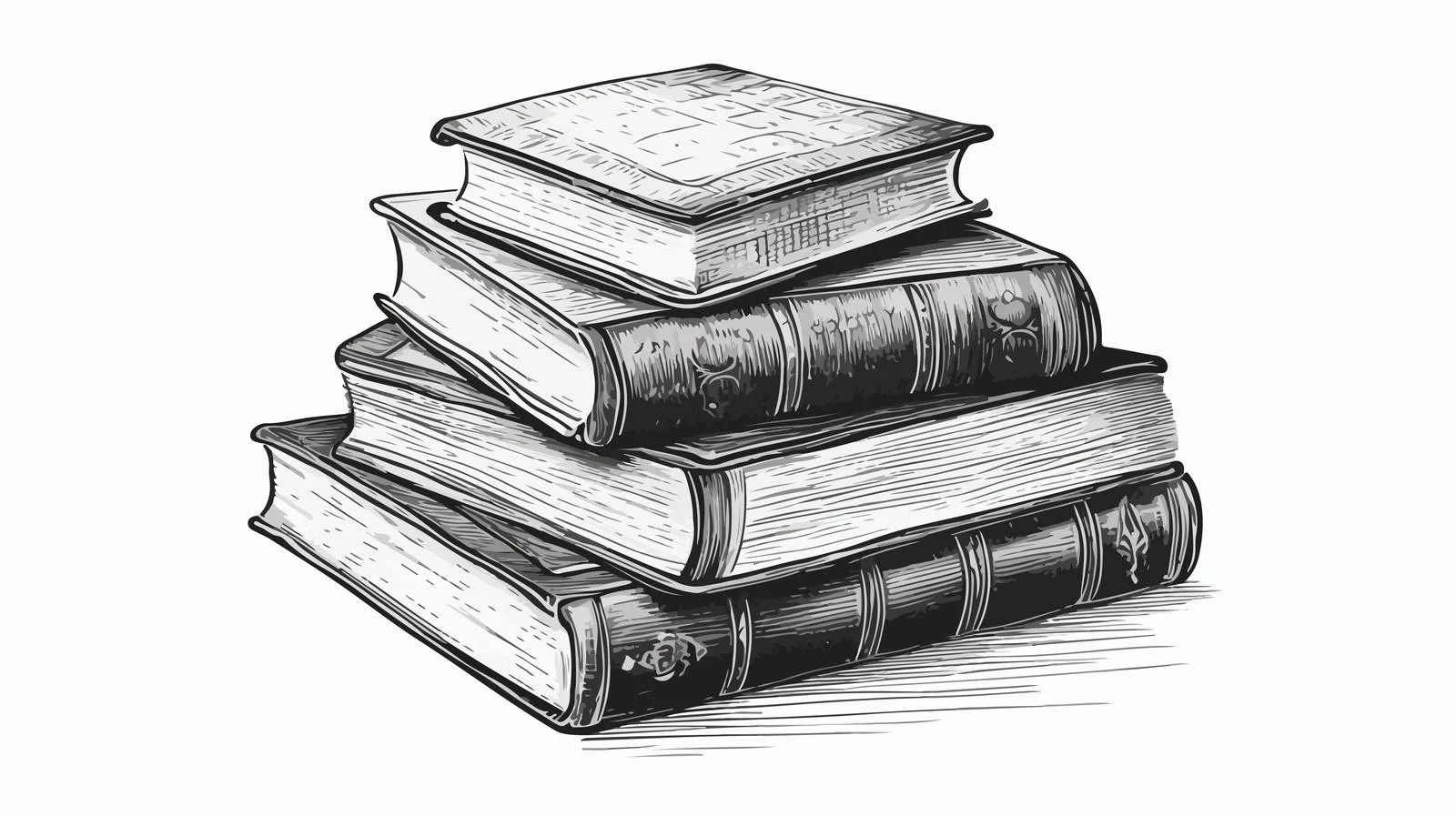 Vintage Sketch Hand-Drawn Book Stack — free download from Dotvec