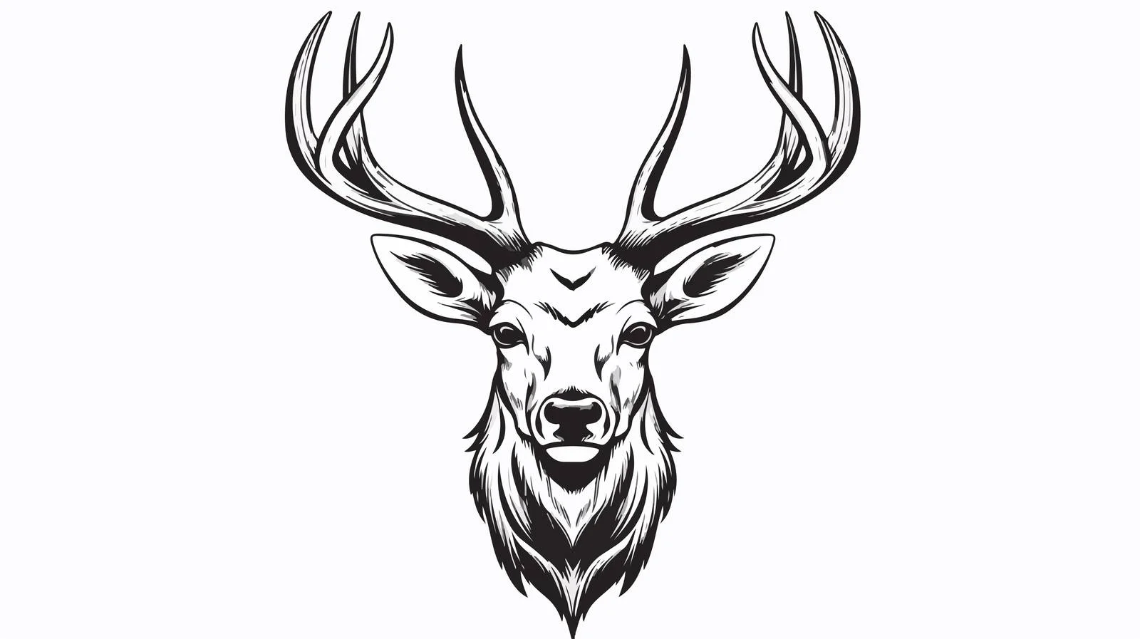 Monochrome Stag Deer Head Sketch Vector — free download from Dotvec