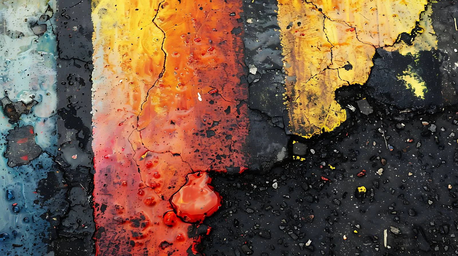 Vibrant Stained Asphalt Gasoline Fuel Markings — free download from Dotvec