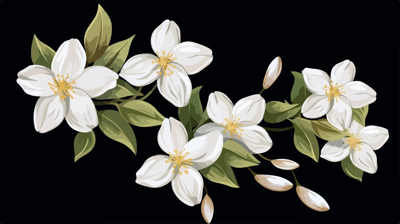 Elegant Star-shaped Jasmine Blossoms with Eight Petals — free download from Dotvec