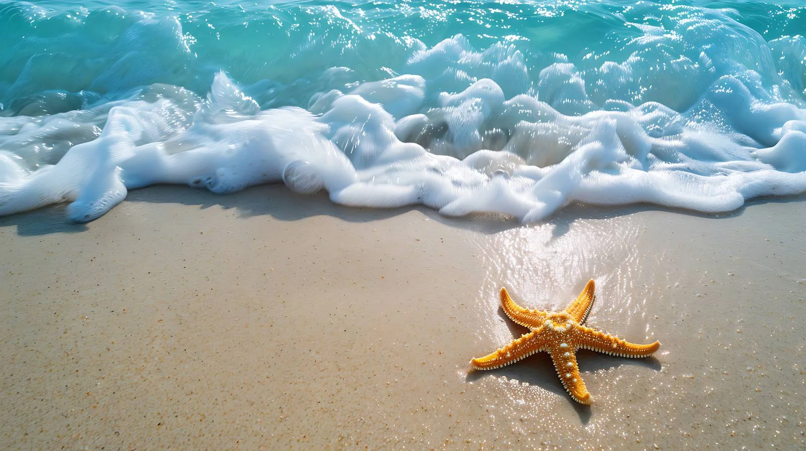 Serenity: Starfish on Secluded Beachscape — free download from Dotvec