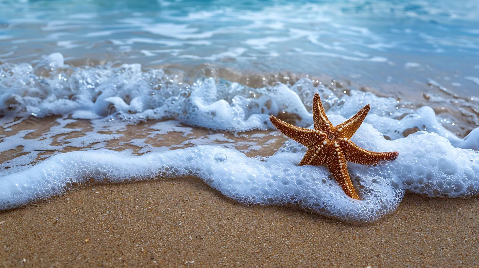Sandy Shoreline with Starfish and Ocean — free download from Dotvec