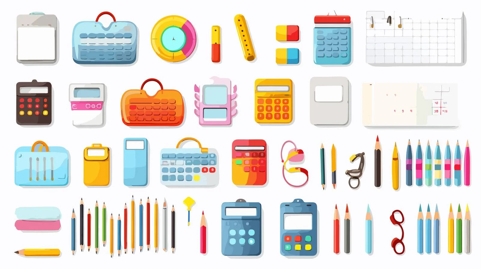 School Tools Stationery Set with Notebook — free download from Dotvec