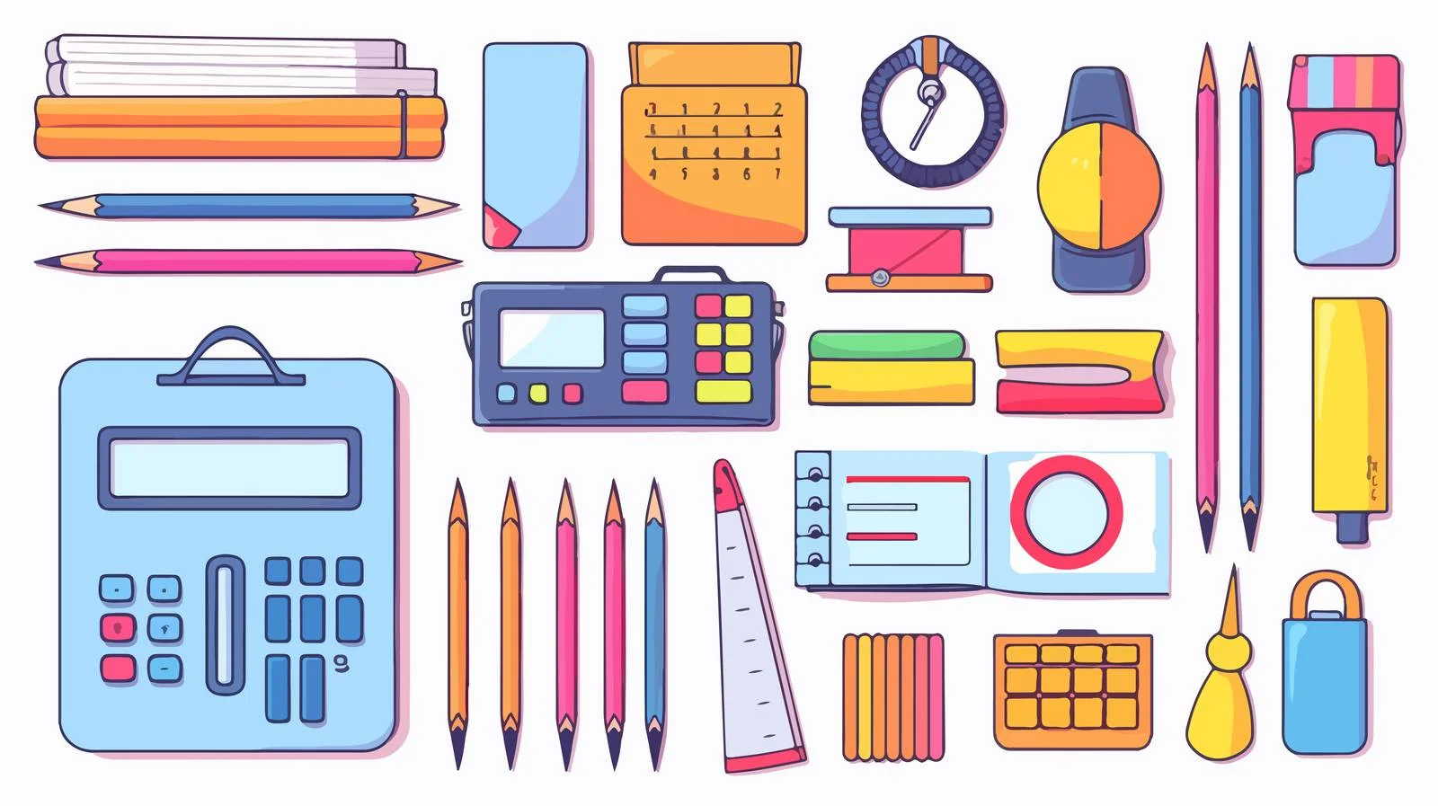 Classroom Supplies Set: Notebooks and Tools — free download from Dotvec