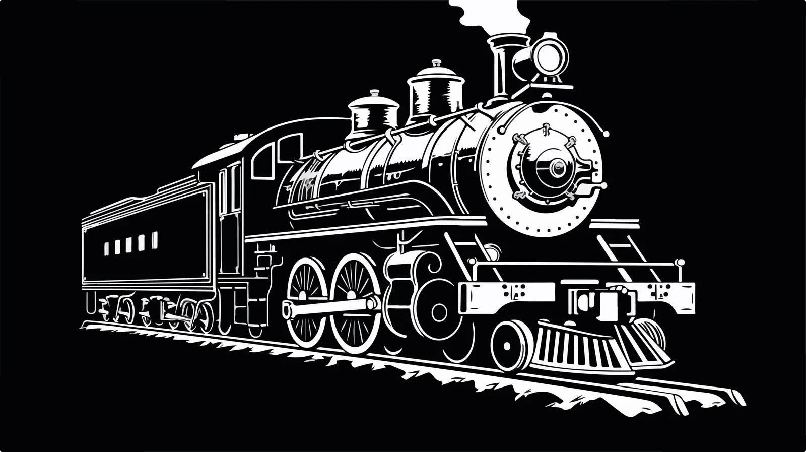 Vintage Steam Locomotive Sketch — free download from Dotvec