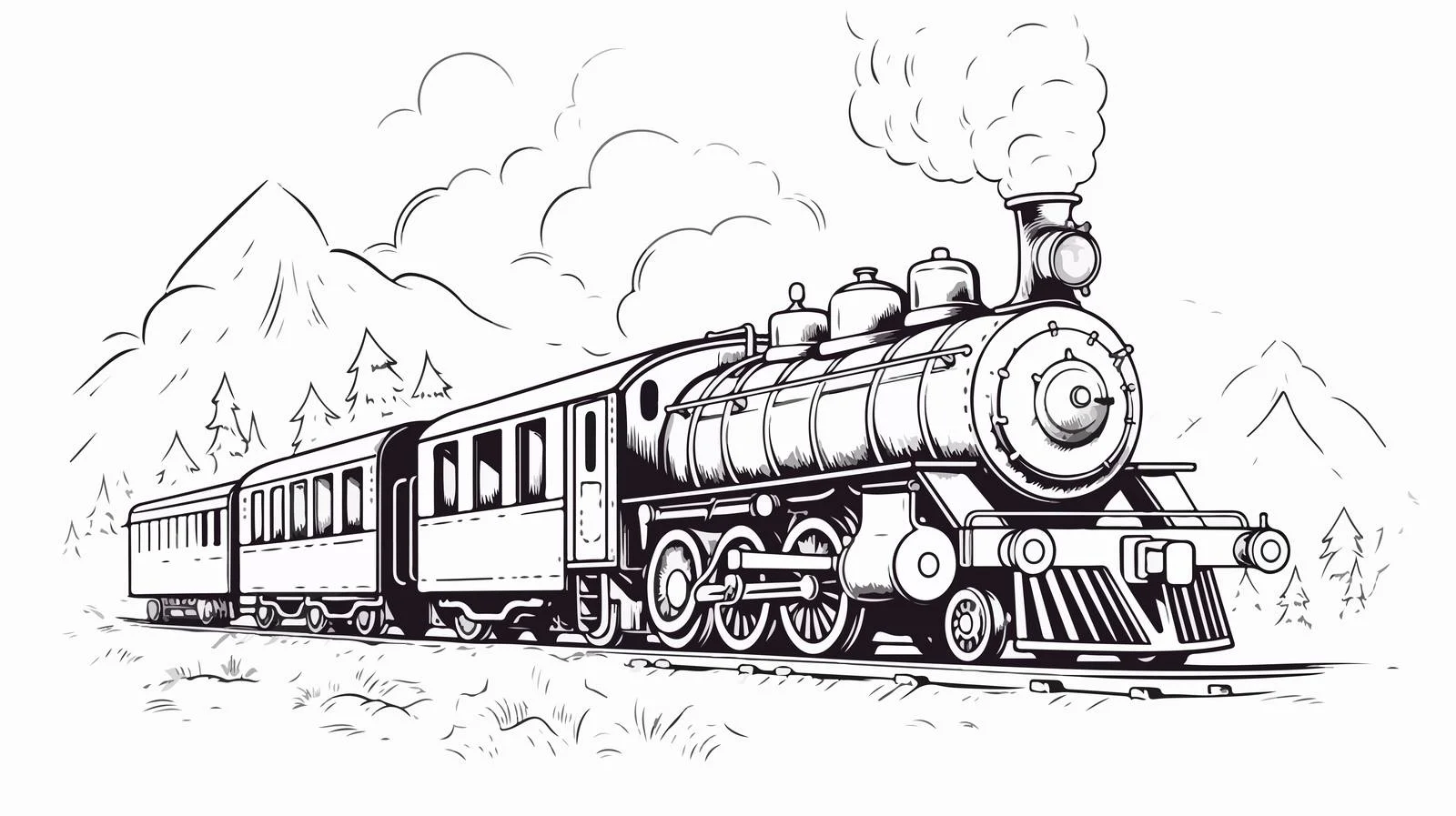 Vintage Steam Locomotive Sketch — free download from Dotvec