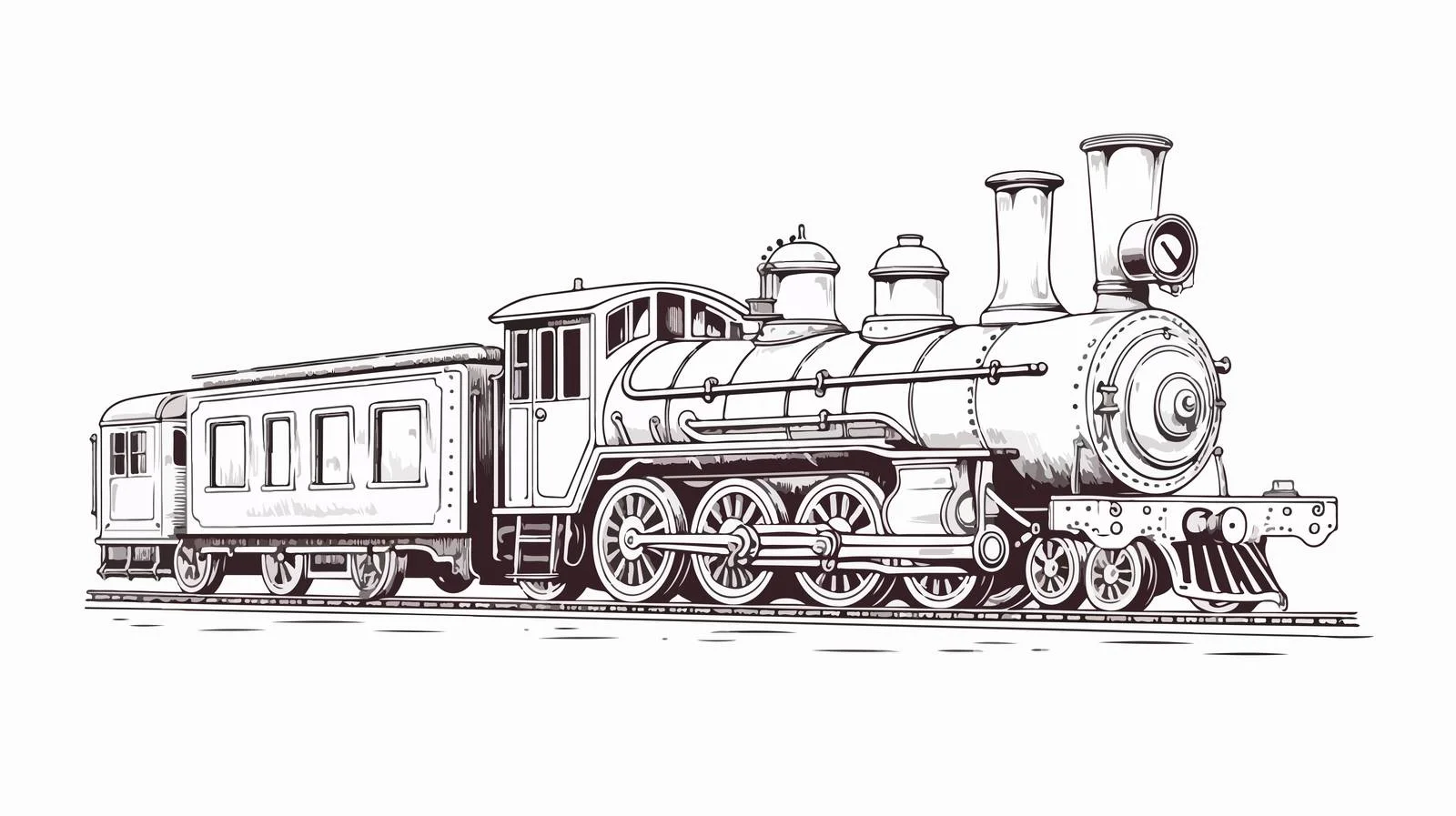 Vintage Steam Locomotive Sketch Illustration — free download from Dotvec