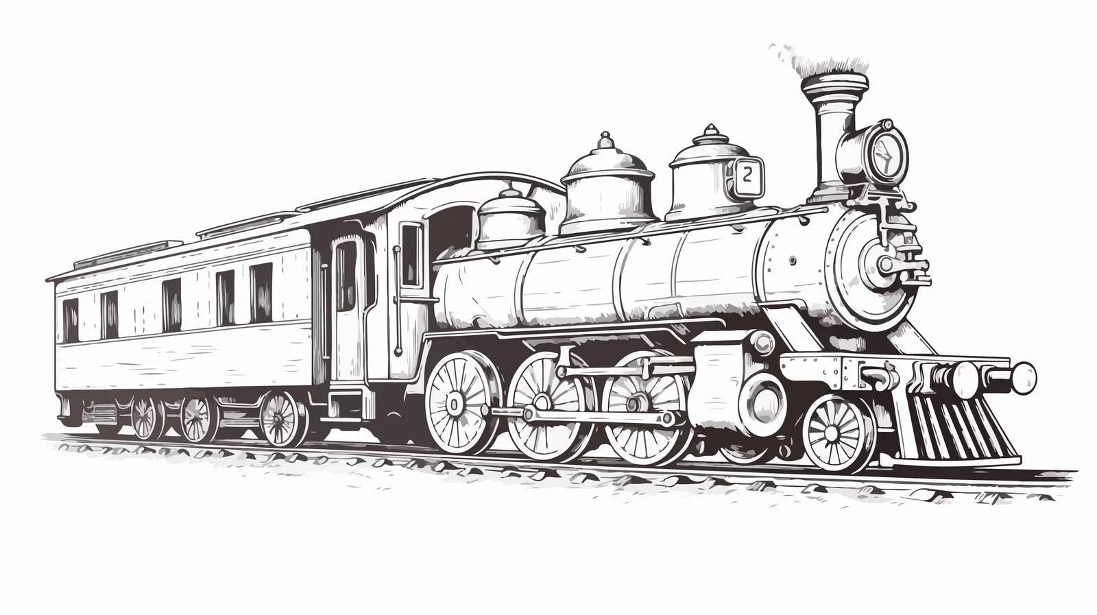 Vintage Steam Locomotive Sketch — free download from Dotvec