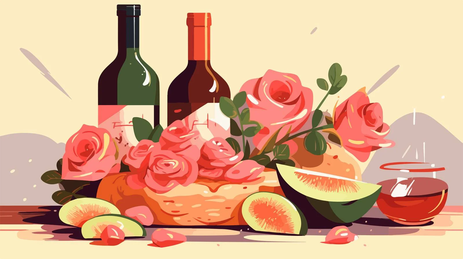 Elegant Picnic Spread with Wine Bottle — free download from Dotvec
