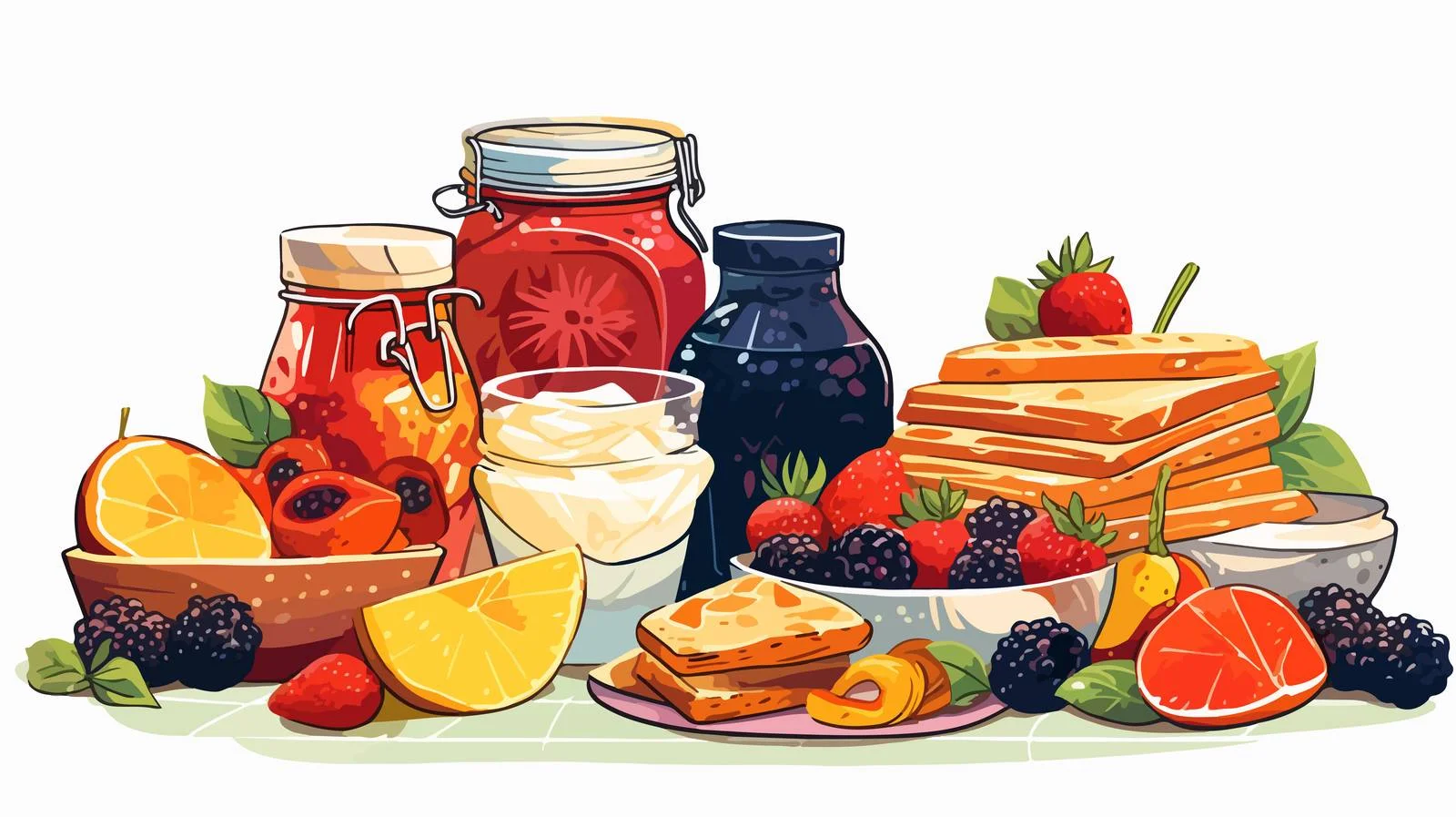 Picnic Food Arrangement with Bread Bun — free download from Dotvec