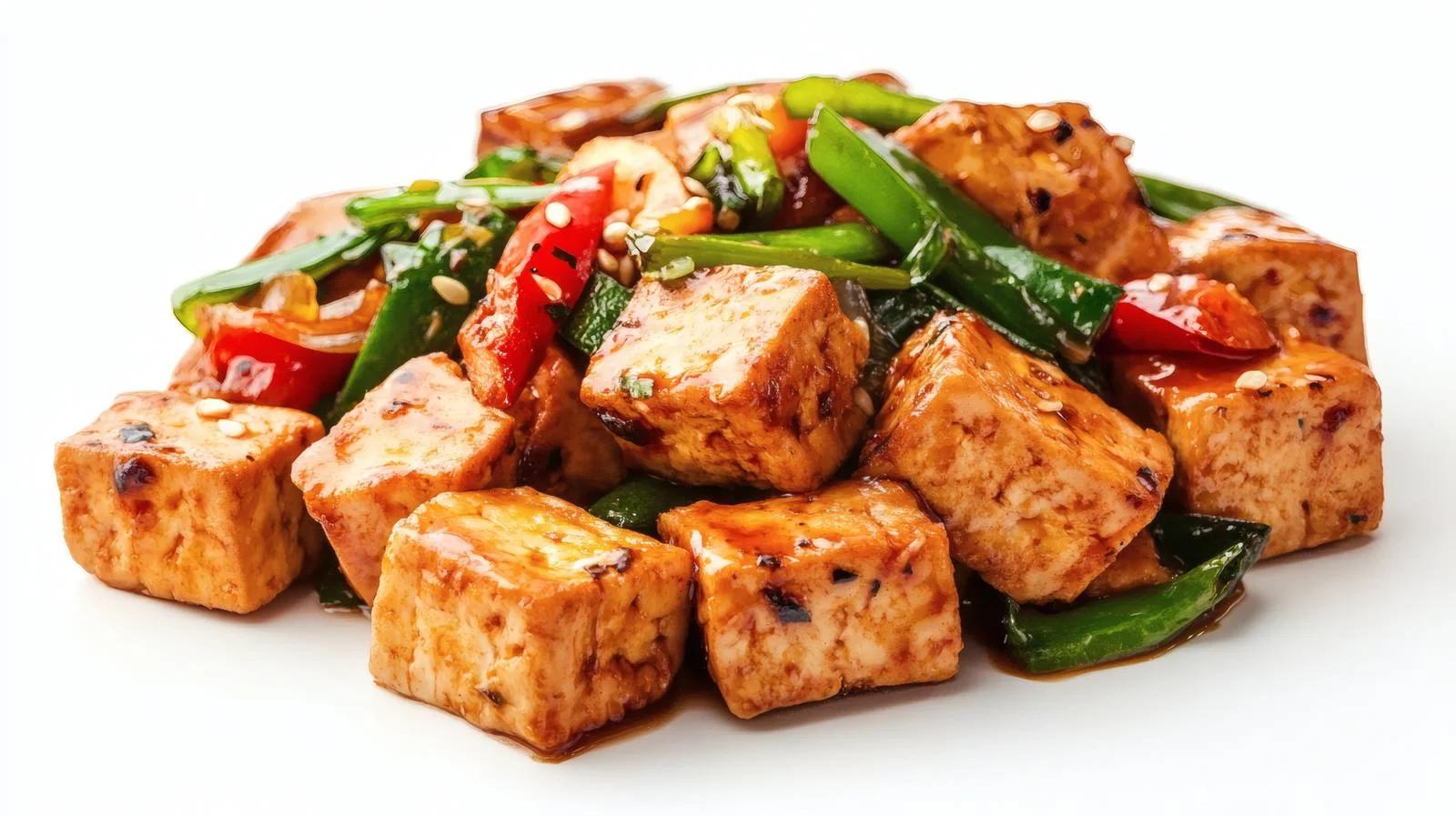 Vegan Stir-Fried Tofu on White Background — free download from Dotvec