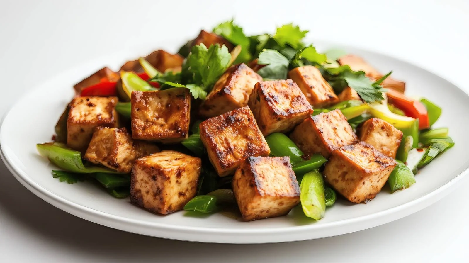 Sautéed Tofu on White Background — free download from Dotvec
